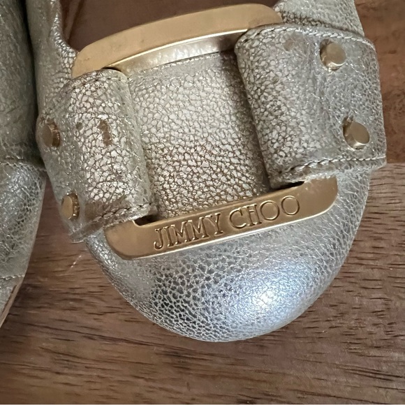 Jimmy Choo Metallic Silver Leather Ballet Flats Size 8 - Picture 13 of 14